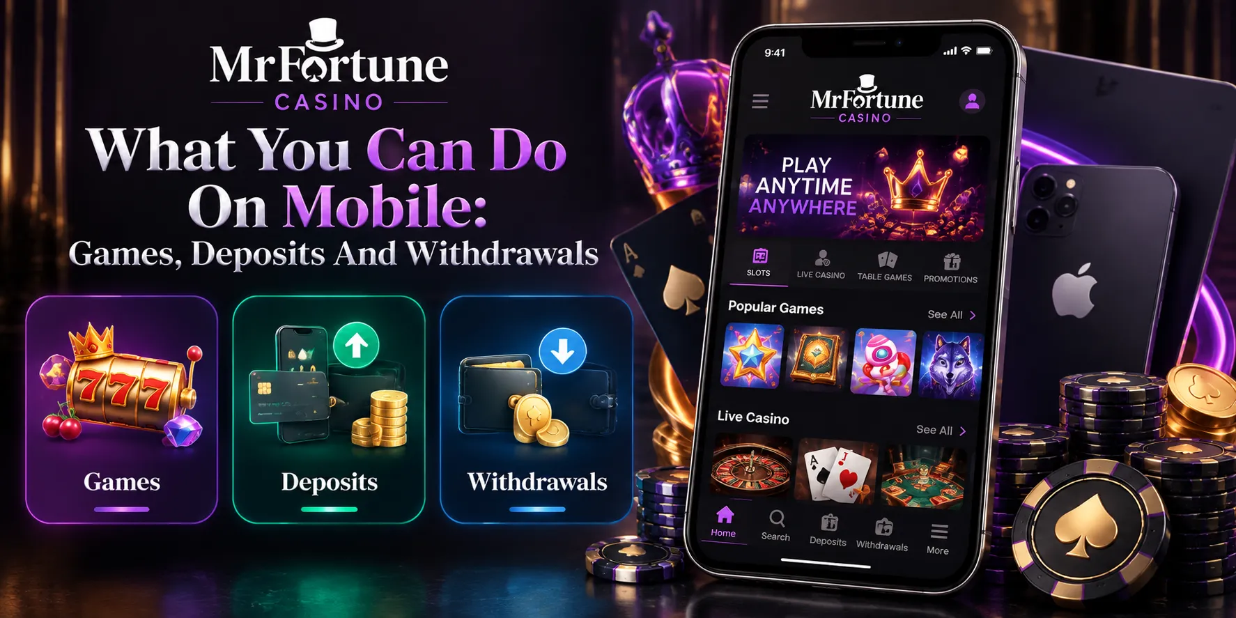 Play our Mr Fortune Casino games on mobile devices