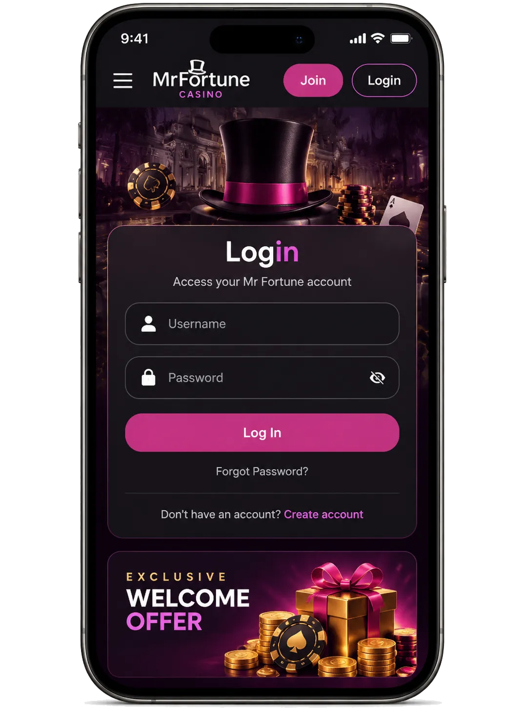 Our Mr Fortune Casino login on mobile