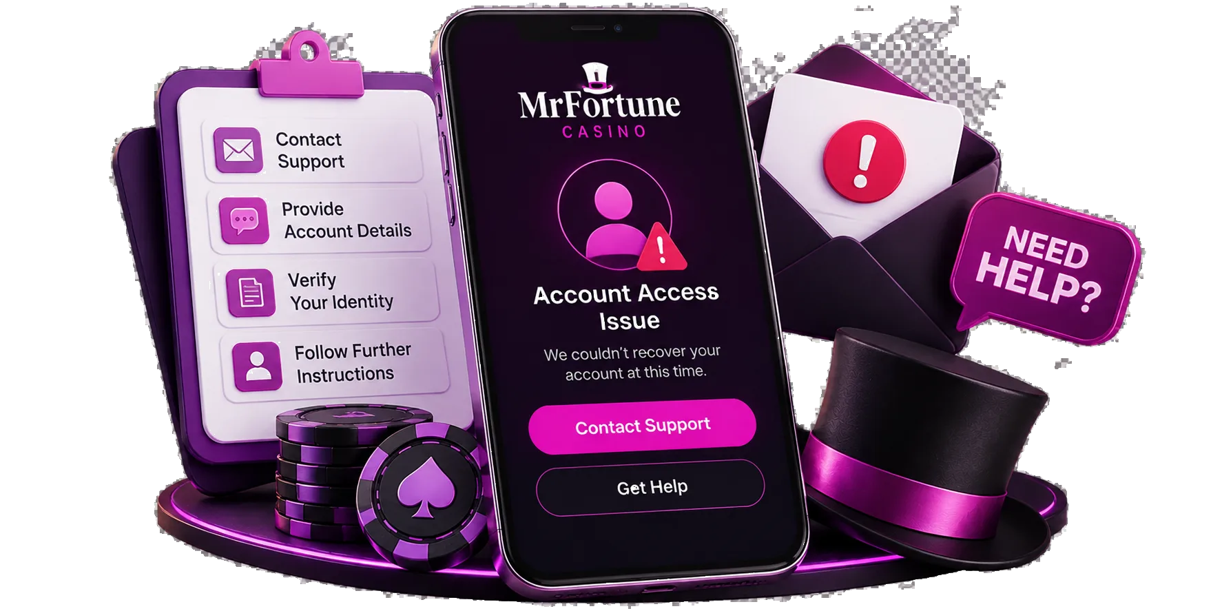 What to do if you cannot recover your Mr Fortune account with us